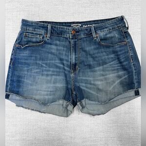 SIGNATURE by‎ Levi’s High Rise Shorts Raw Hem Cut-Off Look  Lots of Stretch 14